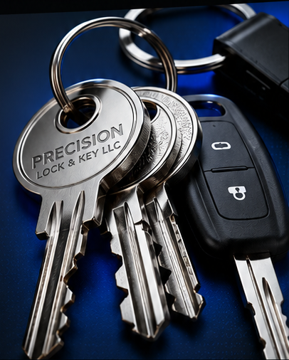 Precision Lock & Key LLC locksmith keys and vehicle key fob